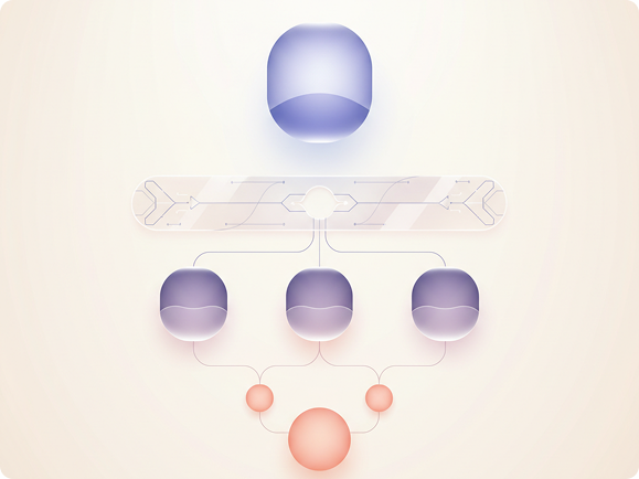 3D illustration of governed digital ecosystem node network